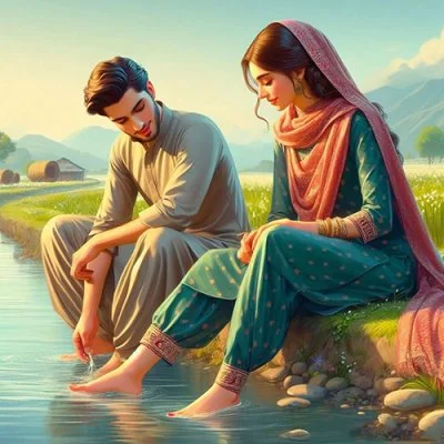 Riverside Couple Dipping Feet Love Dp
