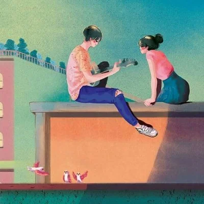 Rooftop Guitar Serenade Painting Love Dp