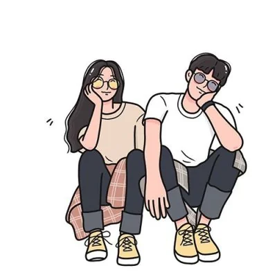 Round Glasses Crouching Couple Love Dp