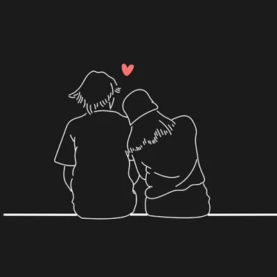 Seated Couple Heart Outline Love Dp