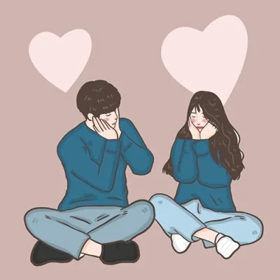 Shy Couple Heart Balloons Love Dp