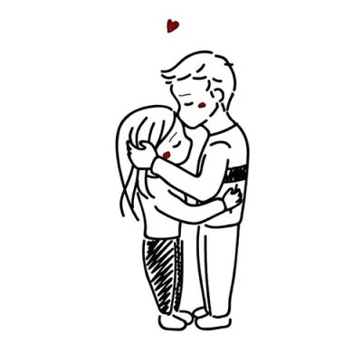 Sketch Couple Warm Hug Love Dp