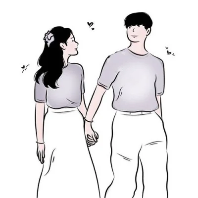 Sketched Couple Walking Hands Love Dp