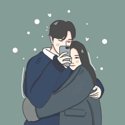 Snowy Selfie Couple Hug Love Dp