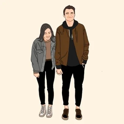 Standing Couple Denim Sketch Love Dp