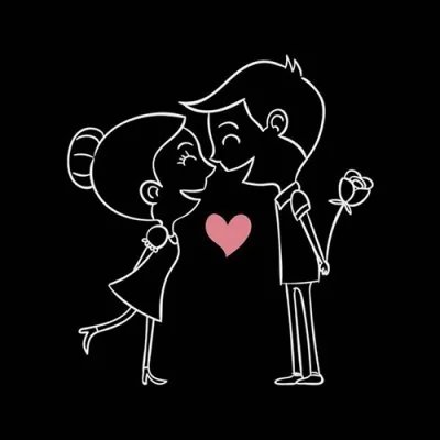 Stick Couple Rose Kiss Love Dp