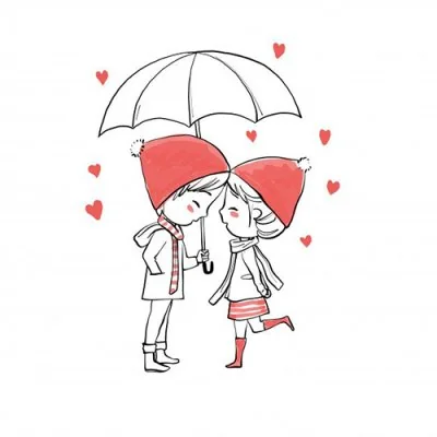 Umbrella Kiss Winter Doodle Love Dp