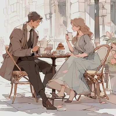 Vintage Cafe Tea Couple Love Dp