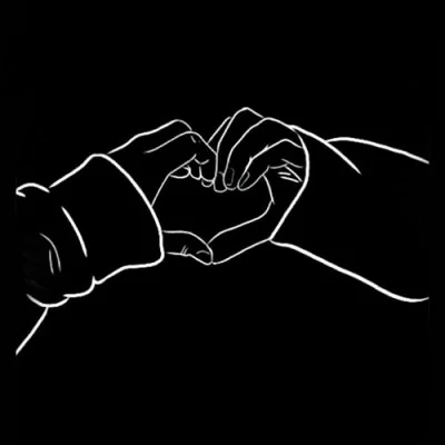 White Line Heart Hands Love Dp