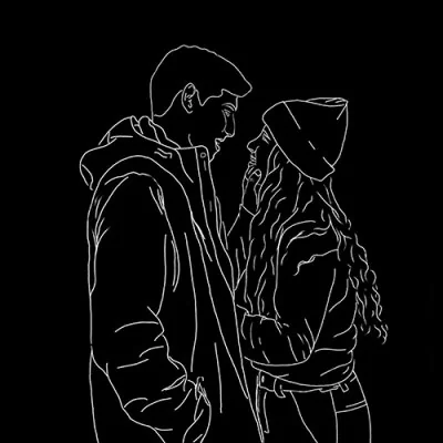 White Outline Beanie Couple Love Dp