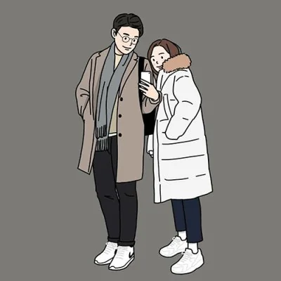 Winter Coats Couple Selfie Love Dp