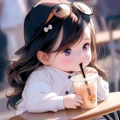 Baby Girl Sipping Bubble Tea Cute Dp