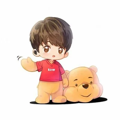 Boy With Pooh Bear Toy Cute Dp