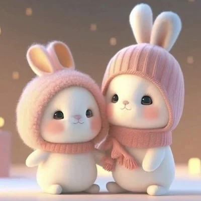 Bunny Couple Winter Hats Cute Dp