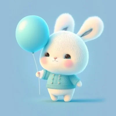 Bunny With Blue Balloon Cute Dp