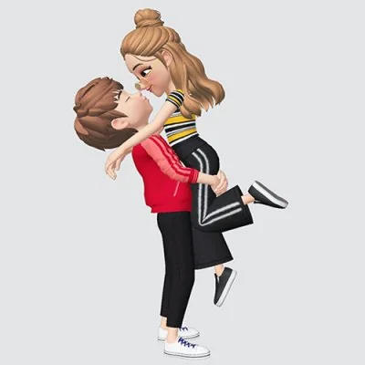 Cartoon Couple Lifting Hug Cute Dp