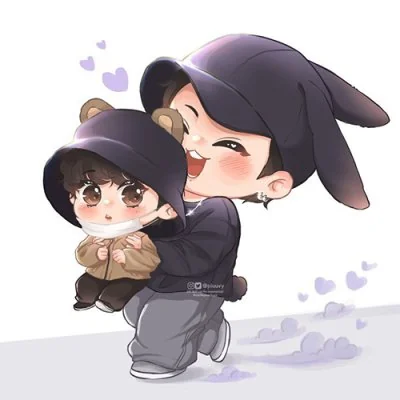 Chibi Boy Carrying Little Bear Cute Dp