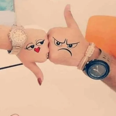 Couple Fist Bump Doodle Faces Cute Dp