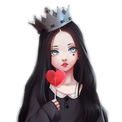 Crowned Girl Heart Lollipop Cute Dp