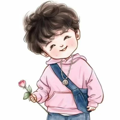 Curly Boy Holding Rose Cute Dp