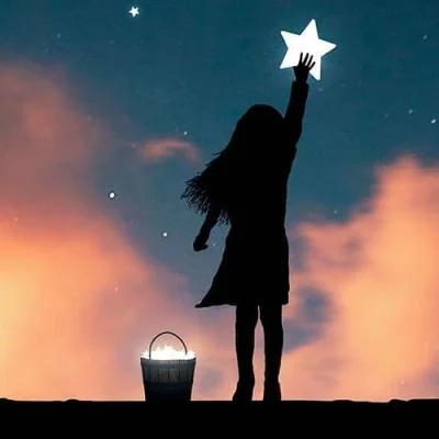 Girl Catching A Star Cute Dp