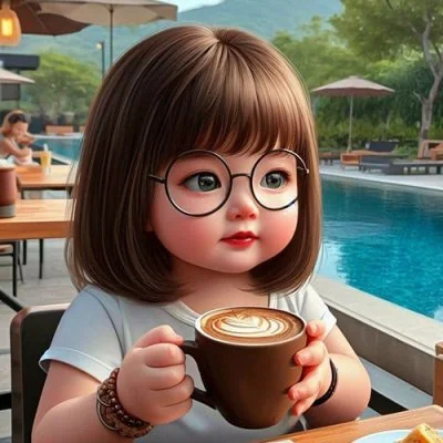 Girl Glasses Holding Latte Cute Dp