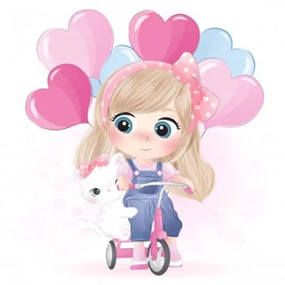 Girl Kitty Heart Balloons Cute Dp