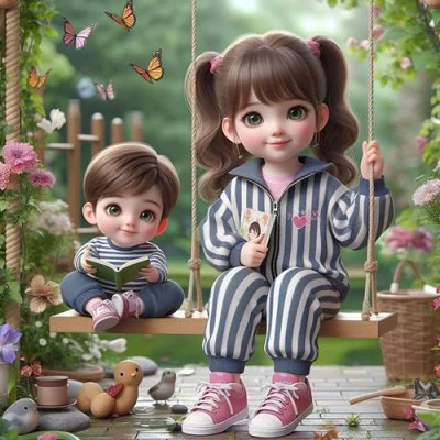 Girl Playing With Panda Cute Dp