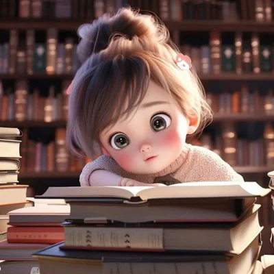 Girl Resting On Books Cute Dp