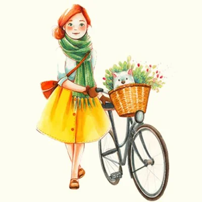 Girl With Flower Bicycle Cute Dp