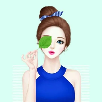 Girl With Green Leaf Cute Dp