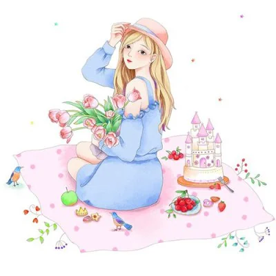 Girl With Tulips Castle Cake Cute Dp