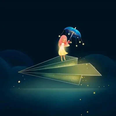 Glowing Girl On Paper Plane Cute Dp