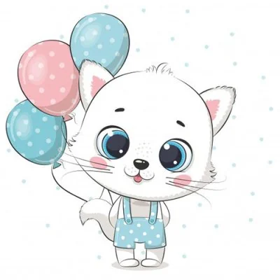 Kitten With Polka Balloons Cute Dp