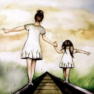 Mother Daughter Railway Walk Cute Dp
