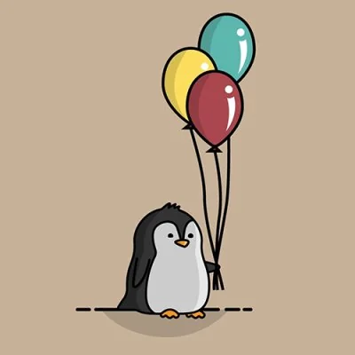 Penguin Holding Balloons Cute Dp