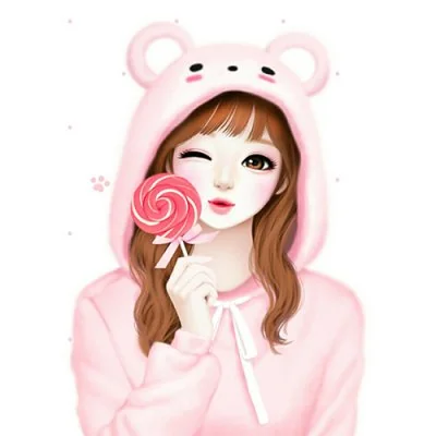 Pink Hoodie Lollipop Girl Cute Dp