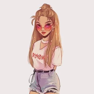 Sketched Girl Pink Sunglasses Cute Dp