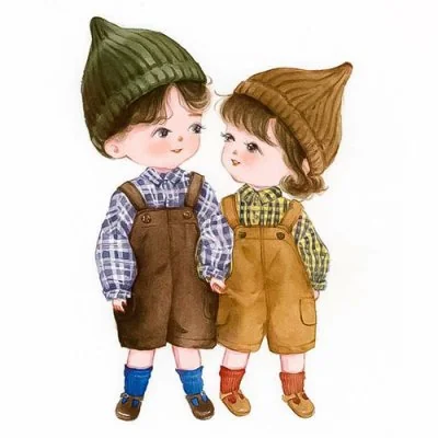 Two Kids In Knit Beanies Cute Dp