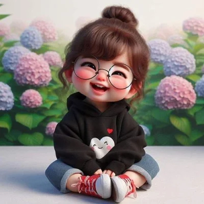 Laughing Girl Glasses Black Hoodie Cute Dp