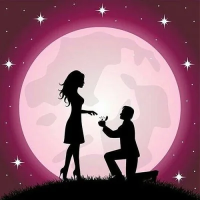 Moonlit Proposal Silhouette Love Profile Picture