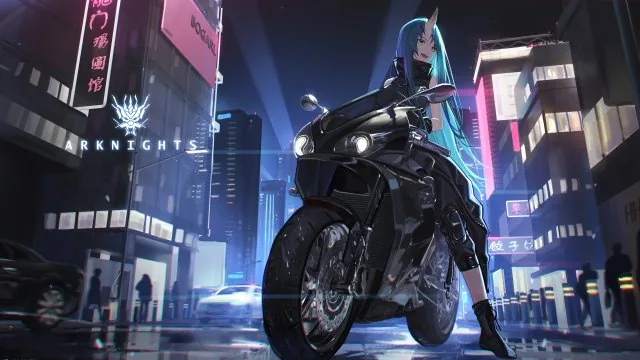 Anime Biker Neon Streets Wallpaper