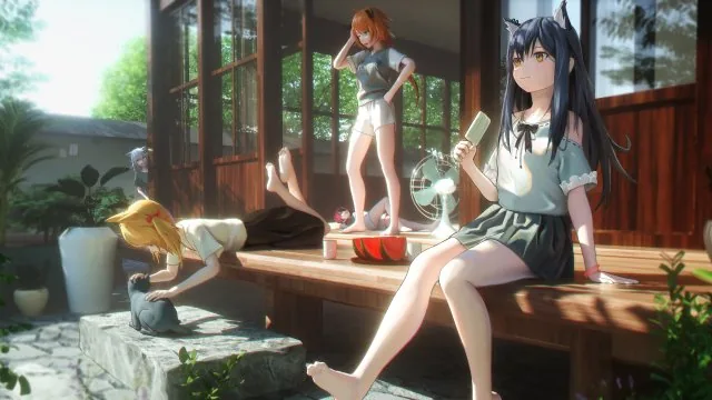 Summer Porch Anime Girls Wallpaper