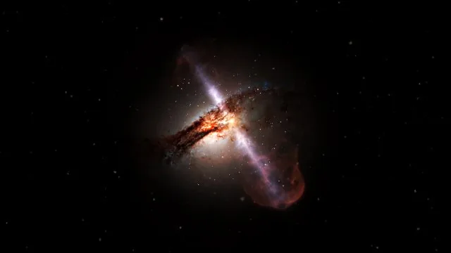 Galaxy With Luminous Jets Black Wallpaper