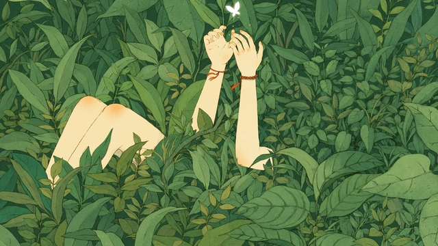 Butterfly Hands In Leaves 4K Wallpaper