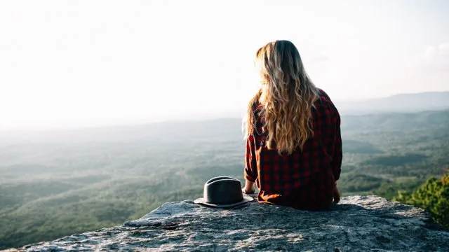Blonde Girl On Clifftop Cute Wallpaper