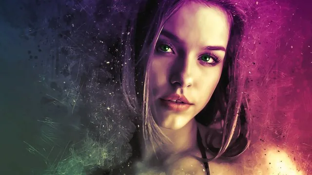 Colorful Grunge Woman Portrait Cute Wallpaper