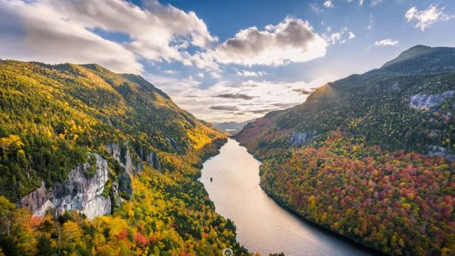 Autumn Valley Winding River Nature Wallpaper