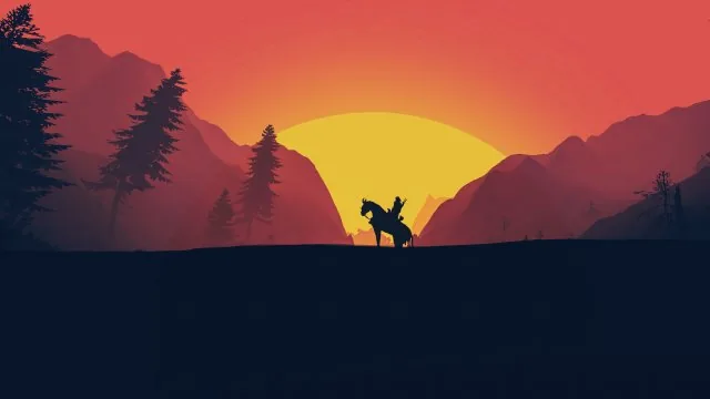 Horseback Rider Yellow Sunset Nature Wallpaper