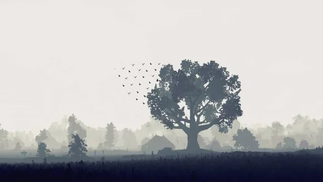 Lone Tree Bird Flock Nature Wallpaper